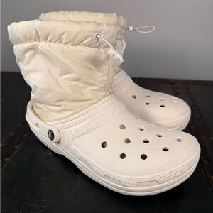 Crocs Classic Lined Neo Puff White Boots 206630-143 Men's Size 8 Women’s 10